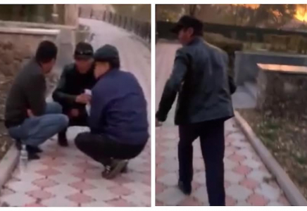 Алматы облысында арақ ішіп отырған ер адамдарды әкім қуып жіберді (видео)