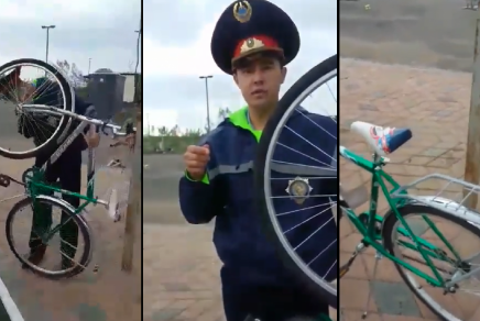 ​Велосипед құжатын көрсетуді талап еткен полицей астаналықтарды таңғалдырды (видео)