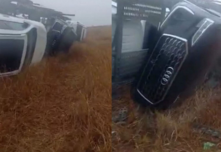Ақмола облысында 6 автокөлік тиелген КамАЗ аударылып қалды