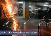 Астанада сөндірілмеген сіріңкеден Audi A6 өртеніп кетті