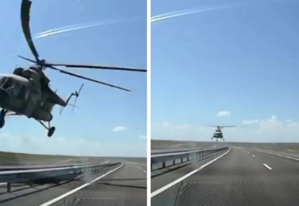 Қарағанды-Алматы тас жолында тікұшақ көліктерге жақын жерден ұшып өткен