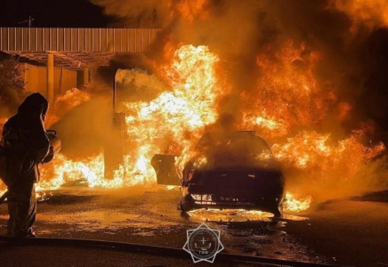 Жамбыл облысында жанармай бекетінде тұрған автокөлік өртеніп кетті