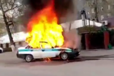 ​Алматы облысында патрульдік көлік өртенді