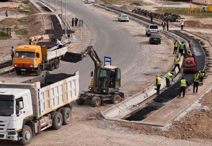 Түркістанда жол құрылысы қарқынды жалғасуда