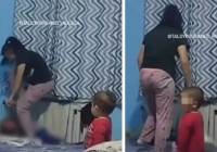 Жаркентте әйел өз баласын аяусыз соққыға жыққан: видео