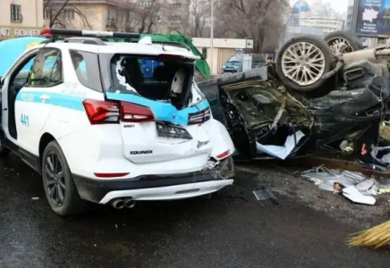 ​Алматыда полицейлер мінген көлік апатқа ұшырады: екі қызметкерді жедел жәрдем алып кетті