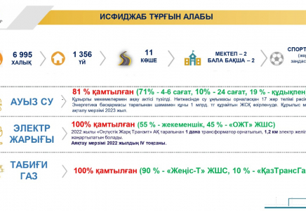 ШЫМКЕНТ: Исфиджаб тұрғын алабы электрмен толық қамтылған