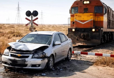 Ақтауда жеңіл көлік пен тепловоз соқтығысты