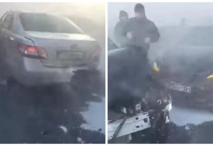 ​Ақмола облысында тас жолда бір мезетте 15 көлік соқтығысты